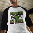 Miner Dad Birthday Boy Party Video Gamer Pixel Men Baseball Raglan Shirt