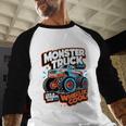 Monster Truck Dad Wheelie Cool Like Normal Dad Men Baseball Raglan Shirt