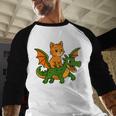 Orange Cat Dragon Riding Animal Lover Mom Dad Kids Men Baseball Raglan Shirt