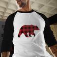 PAPA Bear Men Red Plaid Christmas Pajama Family Dad Small Men Baseball Raglan Shirt