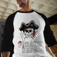 Pirate Papa Costume Jolly Roger Crossbones Pirate Dad Men Baseball Raglan Shirt