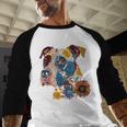 Pitbull Floral Dog Lover Vintage Flower Art Pitbull Mom Dad Men Baseball Raglan Shirt