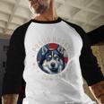 Proud Husky Dad American Flag Patriotic Husky Dad Men Baseball Raglan Shirt