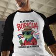Puerto Rican Dad Idea For Men & Papá Boricua Coqui Frog Men Baseball Raglan Shirt