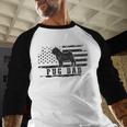Pug Dad Distressed American Flag Patriotic Dog Men Baseball Raglan Shirt