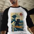 Pug Japanese Kanagawa Wave Surfing Japan Mom Dad Kids Men Baseball Raglan Shirt