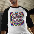 Rad Dad Trippy Hippie Tie-Dye Rainbow 70s Vibes Novelty Men Baseball Raglan Shirt