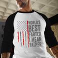 Retro Dad World's Best Farter I Mean Father Vintage Flag Usa Men Baseball Raglan Shirt