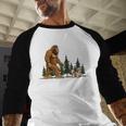 Shih Tzu Bigfoot Dog Walking Mom Dad Kids Men Baseball Raglan Shirt