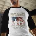My Son Has Your Back Marine Dad Camouflage Men Baseball Raglan Shirt