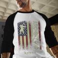 USA American Flag Archery Dad Men Baseball Raglan Shirt