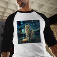 Van Gogh Starry Night Cat For Cat Lover Cat Mom And Cat Dad Men Baseball Raglan Shirt