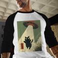 Vintage Japanese Cat Alien Cat Dad UFO Abduction Graphic Tee Men Baseball Raglan Shirt Vintage Japanese Cat Alien Cat Dad UFO Abduction Graphic Tee Men Baseball Raglan Shirt