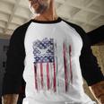 Vintage USA Flag Proud Swimming Dad Swim Swimmer Silhouette Men Baseball Raglan Shirt