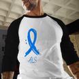 I Wear Blue For My Dad Shirt ALS Awareness Tshirt Men Baseball Raglan Shirt
