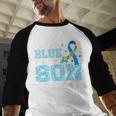 I Wear Blue For My Son Autism Awareness Mom Dad Parents Men Baseball Raglan Shirt