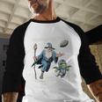 Wizard Dragon Fantasy Football Player Literal Dad Joke Men Baseball Raglan Shirt