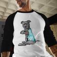 Women Dog Pitbull I Love Dad Tattoo Men Baseball Raglan Shirt