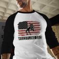 Wrestling Dad US Flag Fathers Day Retro Wrestling Fans Men Baseball Raglan Shirt