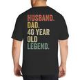 40th Birthday For Men Vintage Dad 1980 Big And Tall Men's T-Shirt Back Print