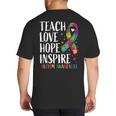 Autism Awareness Ribbon Mom Dad Kids Autistic Support Autism Big And Tall Men's T-Shirt Back Print