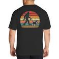 Bigfoot Walking a Dog Bernedoodle Dog Dad Big And Tall Men's T-Shirt Back Print