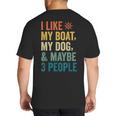 I Like My Boat Dog And Maybe 3 People Retro Sailor Dad Big And Tall Men's T-Shirt Back Print