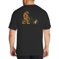 Boston Terrier Bigfoot Dog Walking Dog Mom Dad Kids Big And Tall Men's T-Shirt Back Print