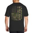 Camo Cat Treat Dealer American Flag US Cat Dad 4th Of July For Men Women Big And Tall Men's T-Shirt Back Print