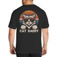 Cat Daddy Sunglasses Sunset Retro Fur Dad Papa Kitten Men Big And Tall Men's T-Shirt Back Print