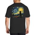 Cat Starry Night Van Gogh Cat For Cat Lover Cat Mom Cat Dad Big And Tall Men's T-Shirt Back Print
