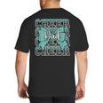 Cheer Dad Daddy Bow Sport Cheerleader Cheerleading Teal Blue Big And Tall Men's T-Shirt Back Print
