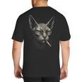 Cigarette Smoking Sphynx Cat Meme Stupid For Dad Big And Tall Men's T-Shirt Back Print