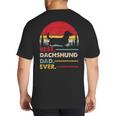 Dachshund Long Haired Best Dad Ever Dog Vintage Retro Big And Tall Men's T-Shirt Back Print