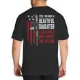 Daughter Gun Shovel Alibi Mom Dad Guns Joke -ON Back Big And Tall Men's T-Shirt Back Print