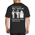 Dear Son-In-Law Father Of The Bride Dad Wedding Marriage Big And Tall Men's T-Shirt Back Print