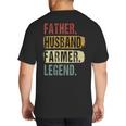 Father Husband Farmer Legend Vintage Dad Father's Day Big And Tall Men's T-Shirt Back Print