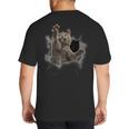 Grey Cat Torn Cloth Cat Dad Cat Mom Cat Lover Big And Tall Men's T-Shirt Back Print