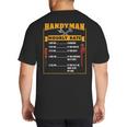 Handyman Hourly Rate Fathers Day Dad Big And Tall Men's T-Shirt Back Print