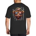 Highland Cow 4th July USA Flag Dad Father America Men Boys Big And Tall Men's T-Shirt Back Print