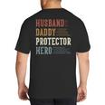Husband Daddy Protector Hero For Dad Father's Day Big And Tall Men's T-Shirt Back Print