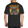 Leveled Up To Dad Of 3 Three Daddy Again 2025 Father's Day Big And Tall Men's T-Shirt Back Print