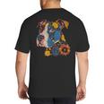 Pitbull Floral Dog Lover Vintage Flower Art Pitbull Mom Dad Big And Tall Men's T-Shirt Back Print