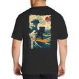 Pug Japanese Kanagawa Wave Surfing Japan Mom Dad Kids Big And Tall Men's T-Shirt Back Print