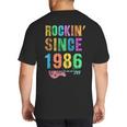 Rockin' Since 1986 Vintage Rockstar 40th Birthday Mom Dad 40 Big And Tall Men's T-Shirt Back Print