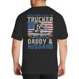 Semi Truck Driver Trucker Daddy Husband US American Flag Big And Tall Men's T-Shirt Back Print