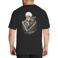 Skeleton Hugging Cat Halloween Cat Lover Cat Mom Dad Big And Tall Men's T-Shirt Back Print