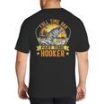 Vintage Father's Day Fishing Full Time Dad Part Time Hooker Big And Tall Men's T-Shirt Back Print