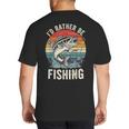 Vintage I'd Rather Be Fishing Graphic Bass Dad Boy Men Big And Tall Men's T-Shirt Back Print