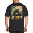 Vintage Japanese Cat Ramen Cat Dad Retro Graphic Women Big And Tall Men's T-Shirt Back Print